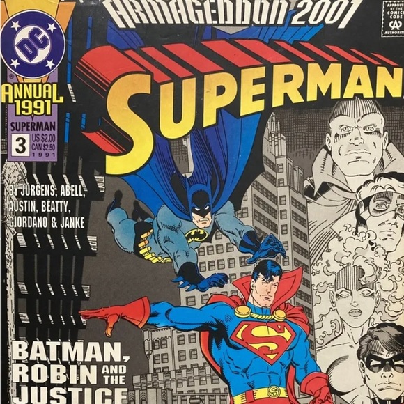 SUPERMAN ANNUAL # 3 FINE+ DC COMICS 1991 BATMAN NEWSSTAND COPY - Picture 1 of 2